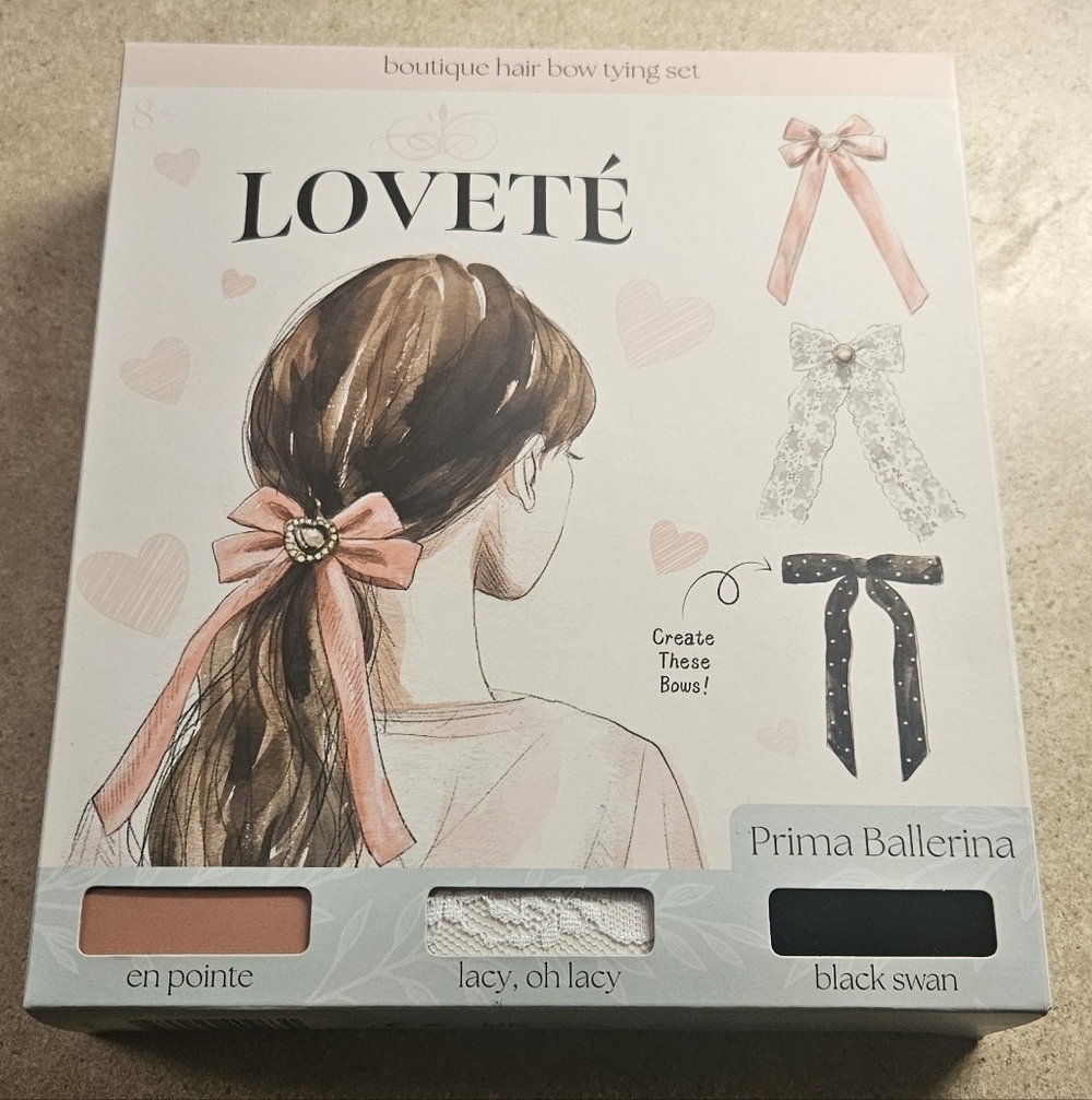 3 New Lovete Boutique Hair Bow Tying Sets - En Pointe, Black Swan, Lacy - Picture 1 of 3